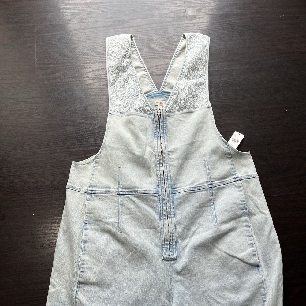 Pilcro Anthropologie Overalls Womens L Front Zip Wide Leg Jumpsuit Cropped Boho - Picture 3 of 16